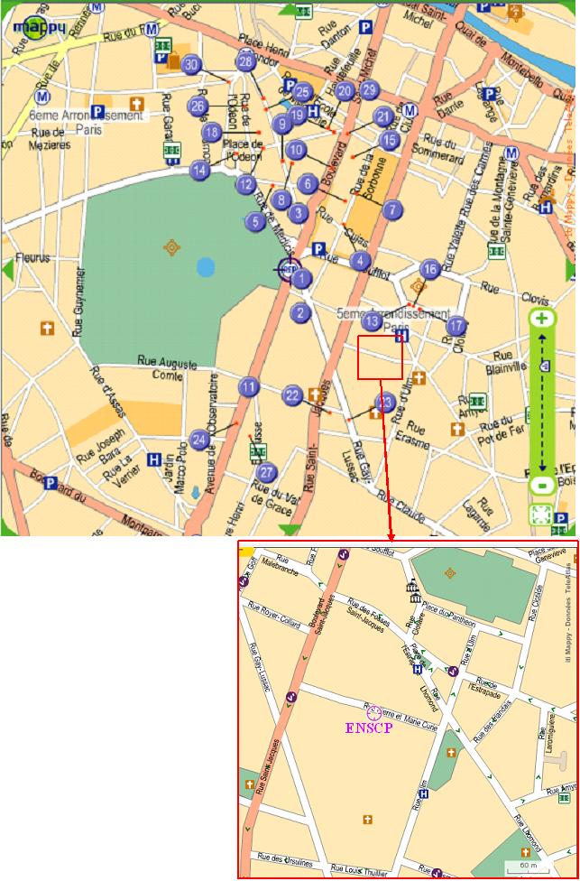 Less than 1km hotels map